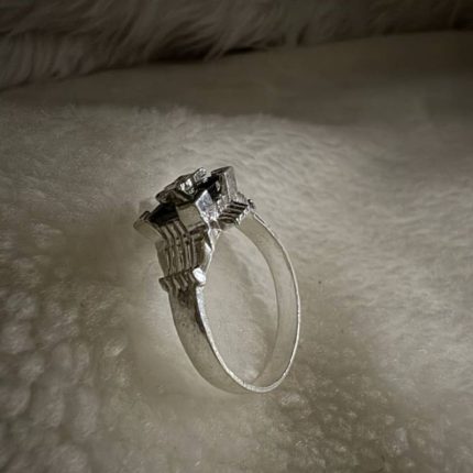 Grand Baguette Silver Signet Ring